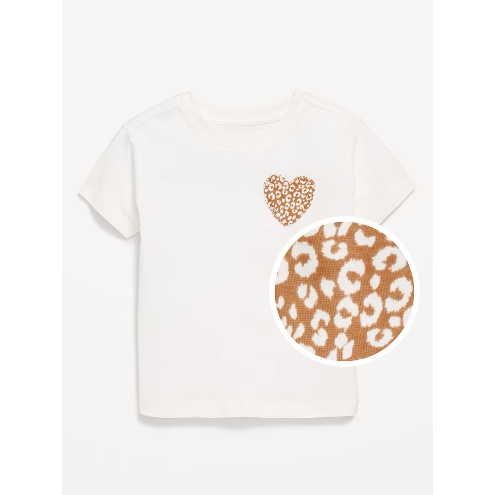 Kids Old Navy White Cheetah Heart‎ Graphic T Shirt Size 3T NWT